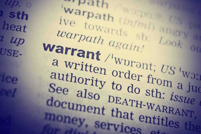 Dictionary entry for the word warrant in close-up