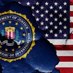 FBI Brass Busted – Congress Lied To? FBI seal and American flag on cracked wall