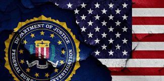 FBI Brass Busted – Congress Lied To? FBI seal and American flag on cracked wall