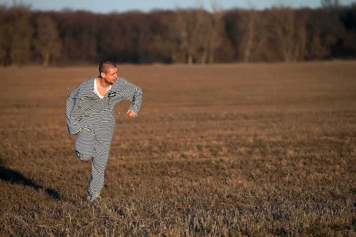 shutterstock_114522979 man in striped outfit running across a field