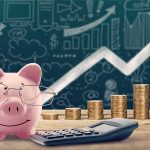 Endless PIGGY BANK: Washington Paid Without Checking Who Died Pink piggy bank with glasses beside stacked coins and a calculator