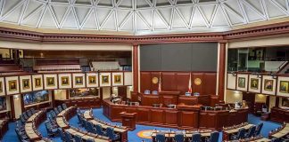 Our Jet Took The Shot. Then A Democrat Senator GRIPED Legislative chamber with semicircular desks and central podium