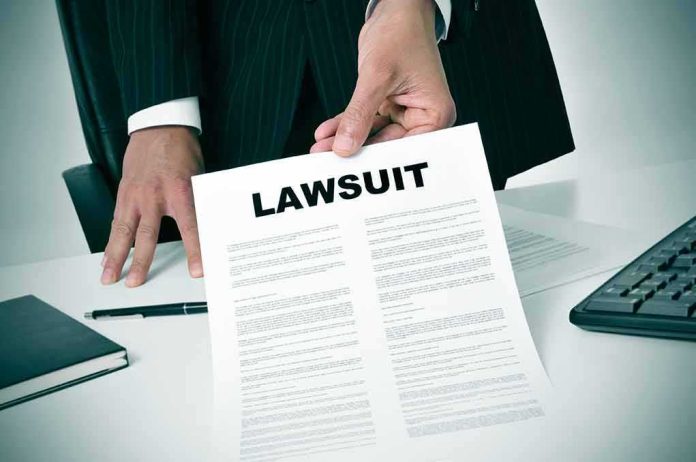 shutterstock_189871757 Businessperson holding a lawsuit document at a desk